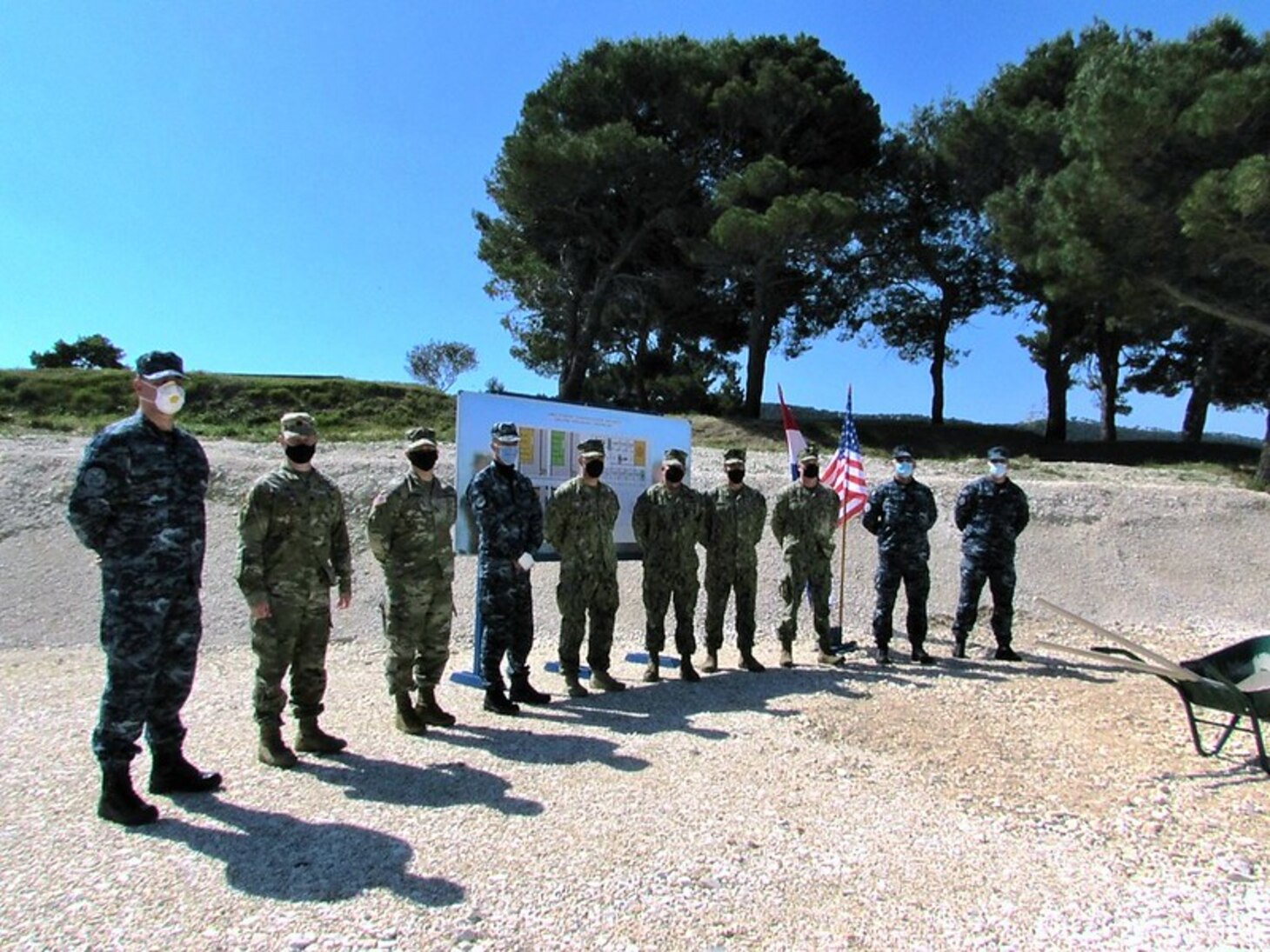 210417-N-NO901-0003 SPLIT, Croatia (April 17, 2021) The U.S. breaks ground with Ministry of Defense on a training facility at Lora Naval Base in Split, Croatia.  The groundbreaking ceremony marked the beginning of construction on a project with a total program value of nearly 10 million kuna, including construction, training, and equipment provided by the U.S. This facility will advance Croatia’s underwater mine-clearance capabilities, with the benefit of training by the U.S. Navy’s Sixth Fleet Explosive Ordinance Disposal Mobile Unit (EODMU8). Cooperation and joint training with Croatian mine-clearance divers enhances U.S.-Croatia interoperability at sea. The Croatian Navy contributes to increasing collective security and improved freedom of navigation through NATO and recent participation in Sea Guardian. This project bolsters the U.S.-Croatia partnership at sea and coordination between the U.S. Navy and Croatia’s Navy. (U.S. Navy photo courtesy U.S. Embassy Zagreb)