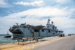 The Wasp-class amphibious assault ship USS Iwo Jima (LHD 7) arrives at Naval Station (NAVSTA) Rota, Spain, Apr. 23, 2021.