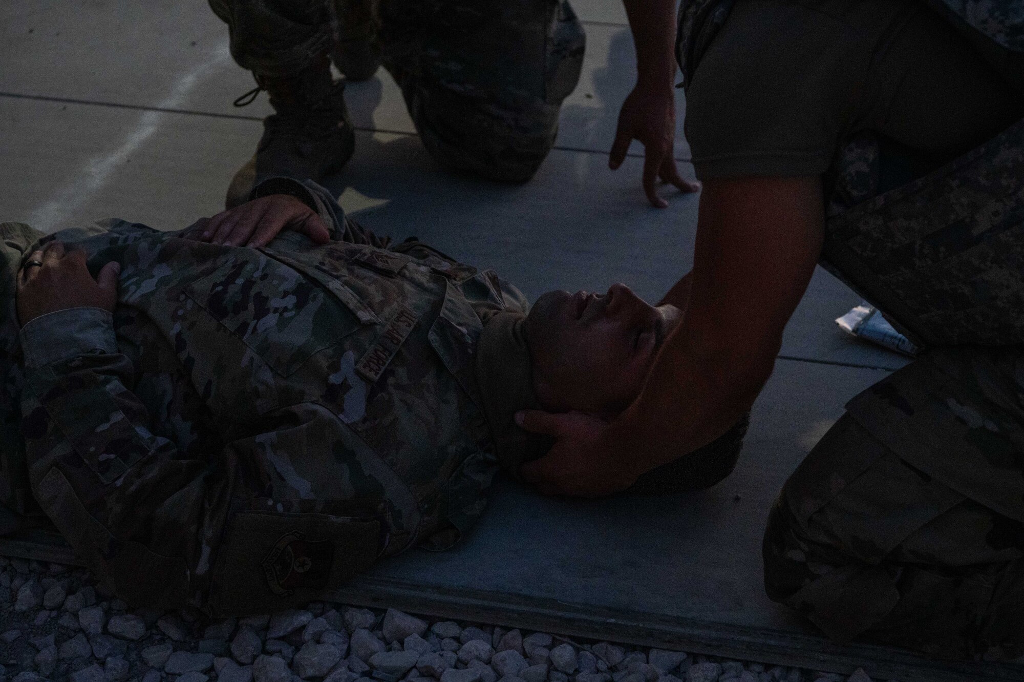 Airmen participating in an exercise