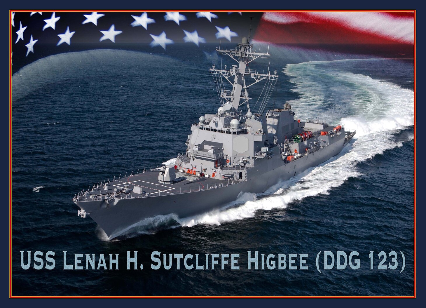 A graphic representation of the future guided-missile destroyer USS Lenah H. Sutcliffe Higbee (DDG 123).