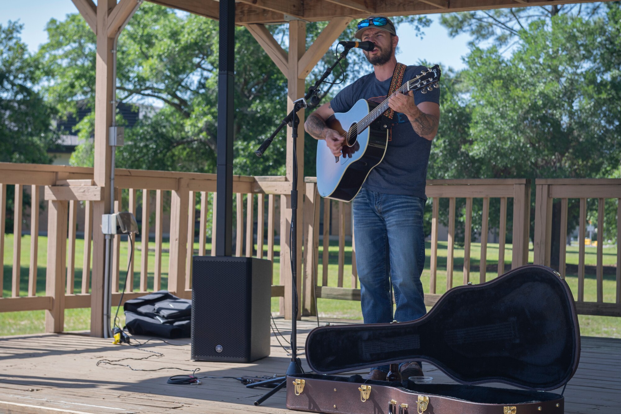 Photo of a musical performer singing
