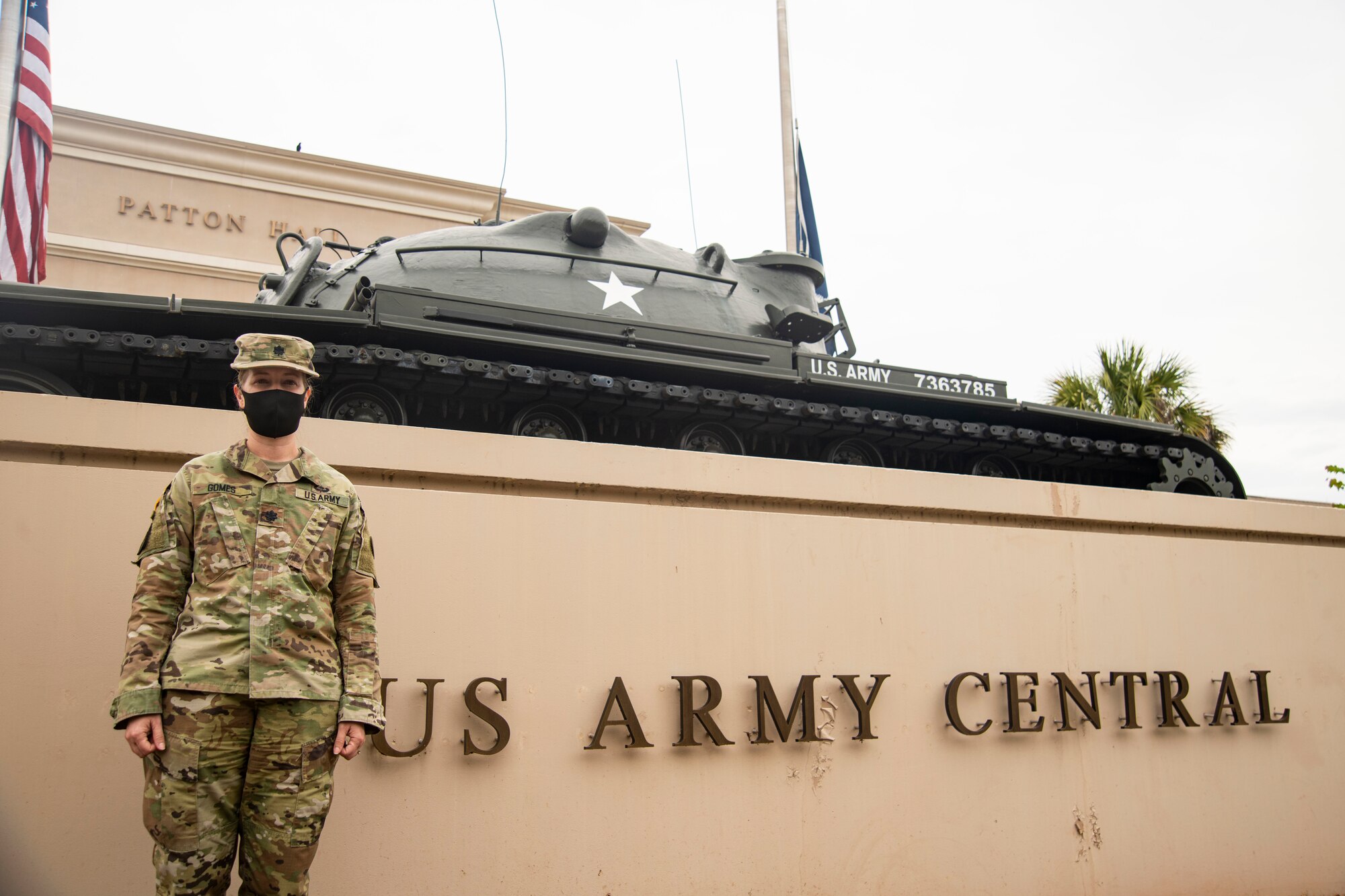 photo of Airman standing in front of ARCENT