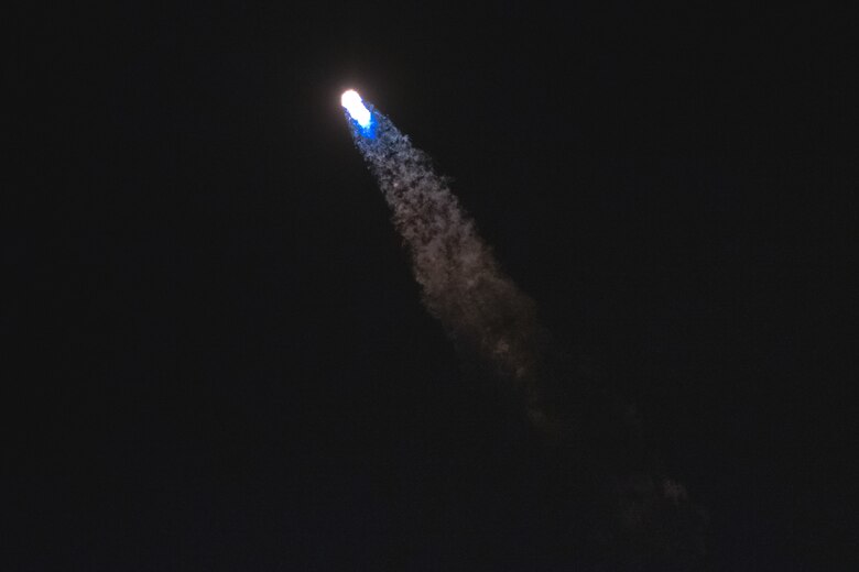 A SpaceX Falcon 9 rocket launches from Space Launch Complex 39A April 23, 2021, at Kennedy Space Center, Florida. The rocket launched the four members of Dragon Crew-2 into space. The astronauts will spend six months on the International Space Station performing a variety of experiments and maintenance actions. (U.S. Space Force photo by Joshua Conti)