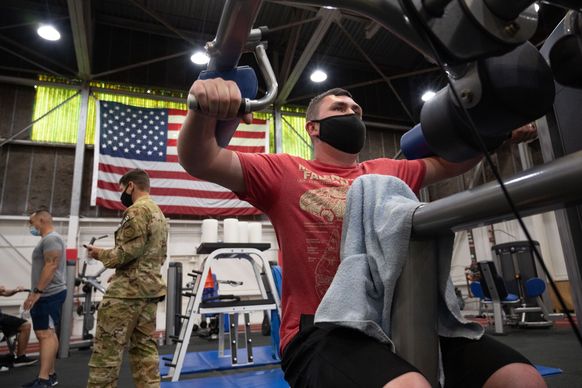 Airman working out at the gym.
