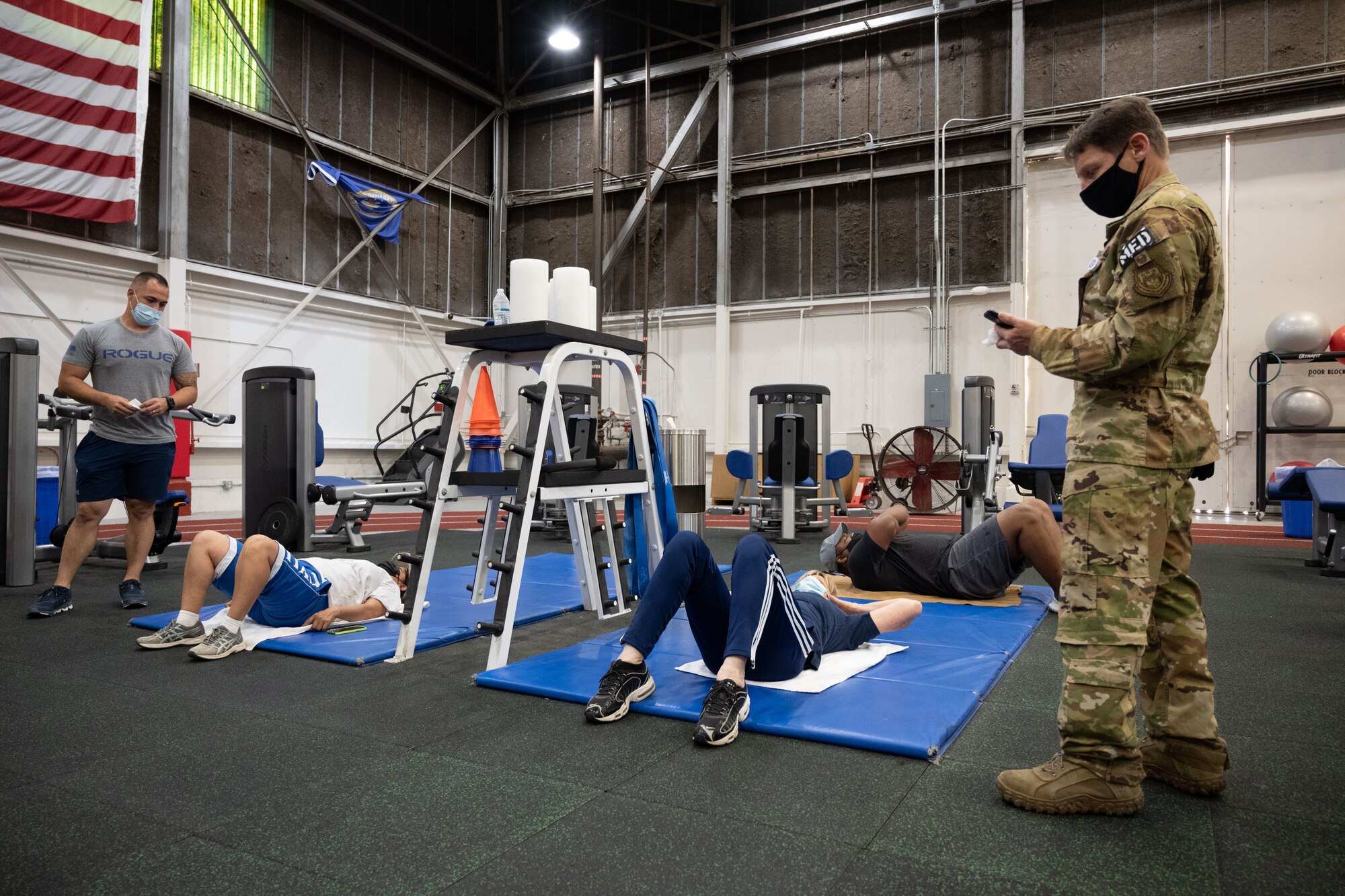 service members working out at the gym