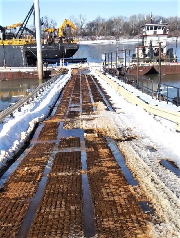 IN THE PHOTO, a photo of the Memphis District’s Ensley Engineer Yard after getting hit hard with frigid temperatures in mid-February this year. From frozen pipes to no electricity, many people and structures were impacted by the icy weather, including the district’s Dredge Hurley. It took approximately one month and multiple Ensley Engineer Yard crews to thaw out and repair the dredge. Now that the Dredge Hurley is thawed and repaired, it’s ready to dredge the Mississippi River, which is scheduled to start within the next two weeks.