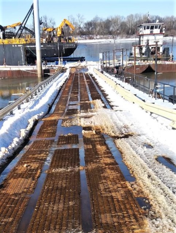 IN THE PHOTO, a photo of the Memphis District’s Ensley Engineer Yard after getting hit hard with frigid temperatures in mid-February this year. From frozen pipes to no electricity, many people and structures were impacted by the icy weather, including the district’s Dredge Hurley. It took approximately one month and multiple Ensley Engineer Yard crews to thaw out and repair the dredge. Now that the Dredge Hurley is thawed and repaired, it’s ready to dredge the Mississippi River, which is scheduled to start within the next two weeks.
