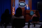 Pentagon Press Secretary John F. Kirby holds a news briefing at the Pentagon, April 23, 2021.