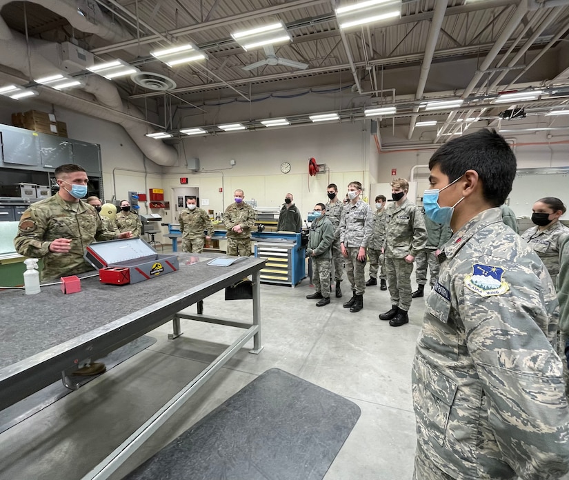 During the 168th Wing April unit training assembly, local Civil Air Patrol Cadets from Fairbanks, Eielson, Delta, and Tok, had the chance to see the wing's mission and hear from Airmen firsthand. (U.S. Air National Guard photo by Senior Master Sgt. Julie Avey)