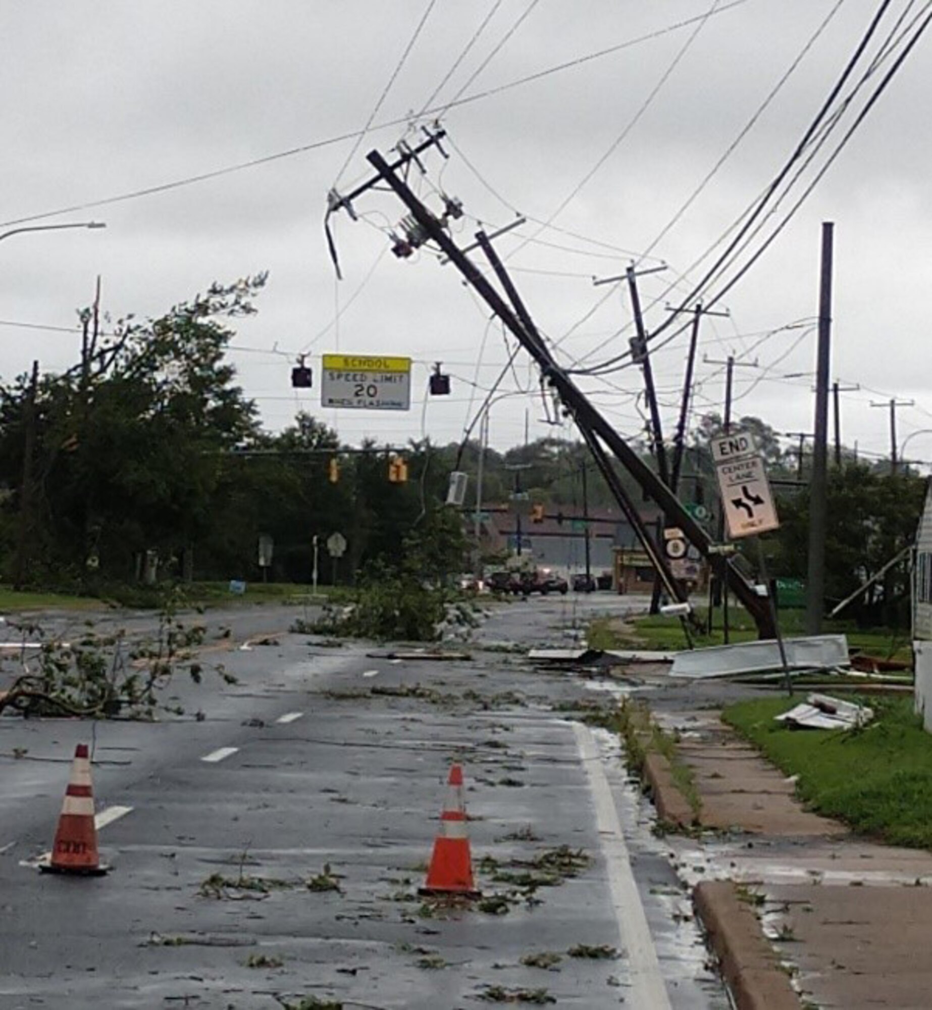 Damage caused by Tropical Storm Isaias in August 2020, at Dover Air Force Base, Delaware. Hurricane season begins June 1, and members are encouraged to be prepared. (Courtesy photo)
