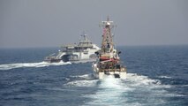 210402-N-NO146-1001 ARABIAN GULF (April 2, 2021) Iran’s Islamic Revolutionary Guard Corps Navy (IRGCN) Harth 55, left, conducted an unsafe and unprofessional action by crossing the bow of the Coast Guard patrol boat USCGC Monomoy (WPB 1326), right, as the U.S. vessel was conducting a routine maritime security patrol in international waters of the southern Arabian Gulf, Apr. 2. The USCGC ships are assigned to Patrol Forces Southwest Asia (PATFORSWA), the largest U.S. Coast Guard unit outside the United States, and operate under U.S. Naval Forces Central Command’s Task Force 55. (U.S. Navy photo)