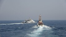 210402-N-NO146-1003 ARABIAN GULF (April 2, 2021) Iran’s Islamic Revolutionary Guard Corps Navy (IRGCN) Harth 55, left, conducted an unsafe and unprofessional action by crossing the bow of the Coast Guard patrol boat USCGC Monomoy (WPB 1326), right, as the U.S. vessel was conducting a routine maritime security patrol in international waters of the southern Arabian Gulf, Apr. 2. The USCGC ships are assigned to Patrol Forces Southwest Asia (PATFORSWA), the largest U.S. Coast Guard unit outside the United States, and operate under U.S. Naval Forces Central Command’s Task Force 55. (U.S. Navy photo)