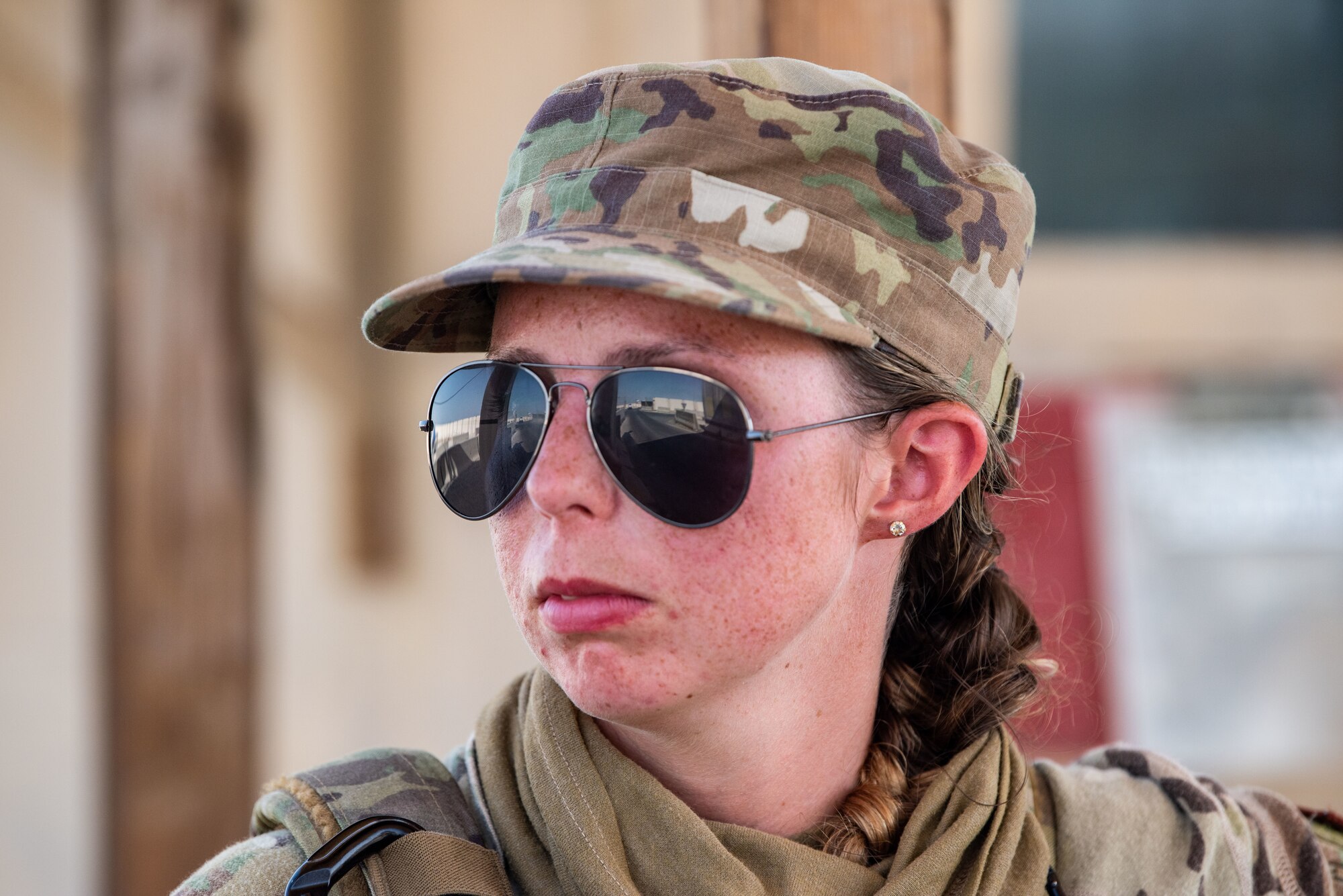 Senior Airman Samantha Cochran stands guard.