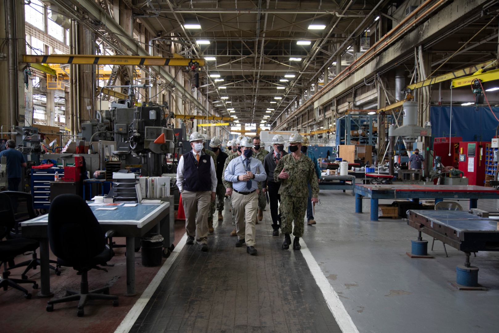 Vice Adm. William J. Galinis, commander, Naval Sea Systems Command, visited Puget Sound Naval Shipyard & Intermediate Maintenance Facility, April 23, 2021, to tour PSNS & IMF facilities, learn about the status of various maintenance availabilities, and to discuss process improvement and transformation efforts.