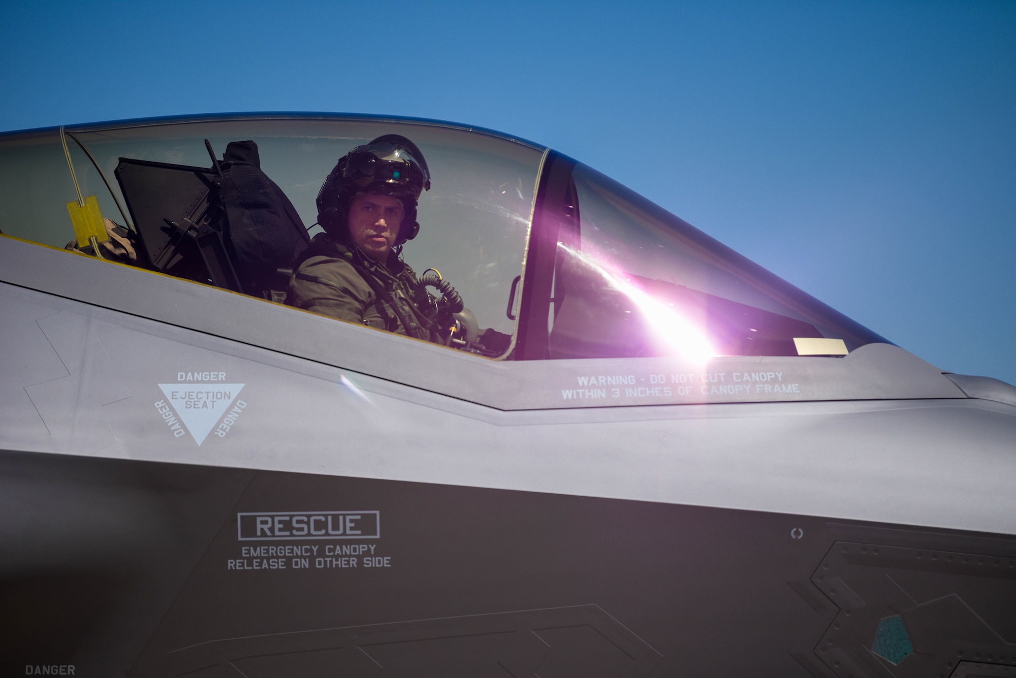 Royal Danish Air Force Lt. Col. Joseph “KOBI” Drummond, 308th Fighter Squadron chief of flight operations, taxis a RDAF F-35A Lightning II April 13, 2021, at Luke Air Force Base, Arizona.