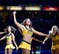 Airman 1st Class Leslie Ann Lindsay helps the NBA's Indiana Pacers cheerleaders perform during a game. Along with cheerleading for the NFL's Indianapolis Colts, Lindsay also cheered for the Pacers. (Courtesy photo)