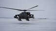 A UH-60 Black Hawk helicopter departs Bethel, Alaska, returning to Joint Base Elmendorf-Richardson, April 9, 2021, after providing transportation to hub villages April 7-9. Maj. Gen. Torrence Saxe, commissioner for the Alaska Department of Military and Veterans Affairs and adjutant general for the Alaska National Guard, accompanied by representatives from the Department of Environmental Conservation and the Department of Commerce, Community, and Economic Development, traveled to Western Alaska to meet with Tribal leaders and citizens in Bethel, Tuluksak, and Chevak. They discussed disaster assistance measures and processes in light of recent emergencies that have occurred in the region, and in preparation for the upcoming flood season. (U.S. Army National Guard photo by Dana Rosso)