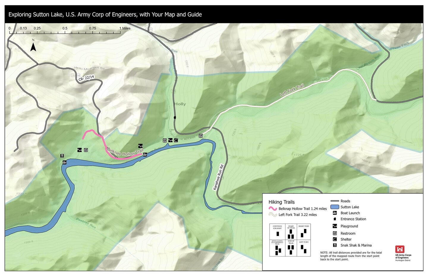 Sutton Lake Trail Map - Eastern View