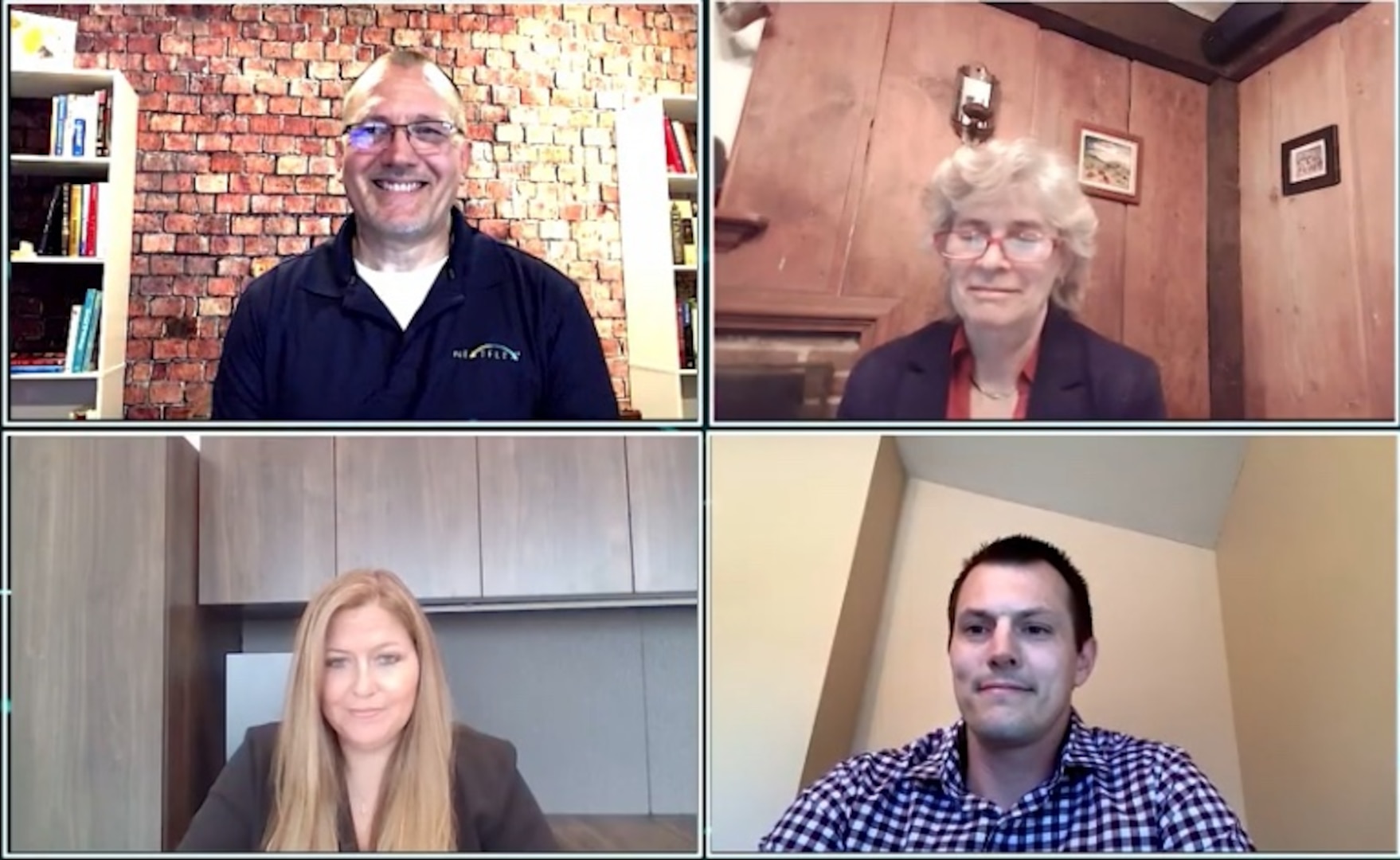 Because of the COVID-19 pandemic, 2021’s ceremony was held virtually. Recipients, shown clockwise from upper left, are: Doyle Edwards, Dr. Joey Mead, Dr. Jeremy Ward and Dr. Courtney Taylor. (Photo courtesy of Nextflex)