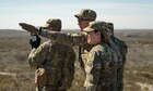 Lt. Gen. Laura J. Richardson, commander, U.S. Army North, speak to a Soldier at a Mobile Surveillance Camera Site in Del Rio, Texas.