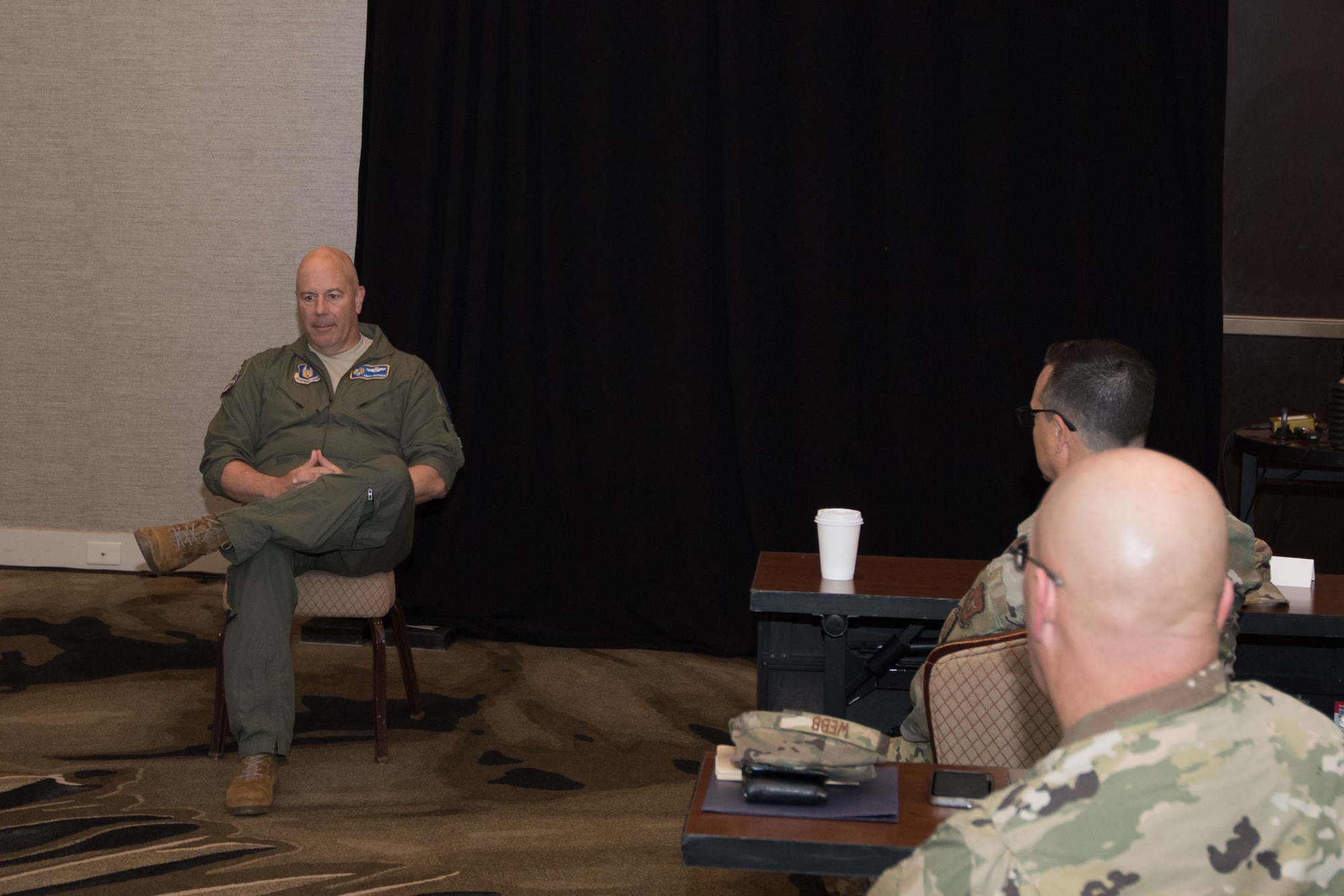 Maj Gen Brian Borgen speak to 10th Air Force command chiefs separately, allowing pointed conversations on matters impacting the units.