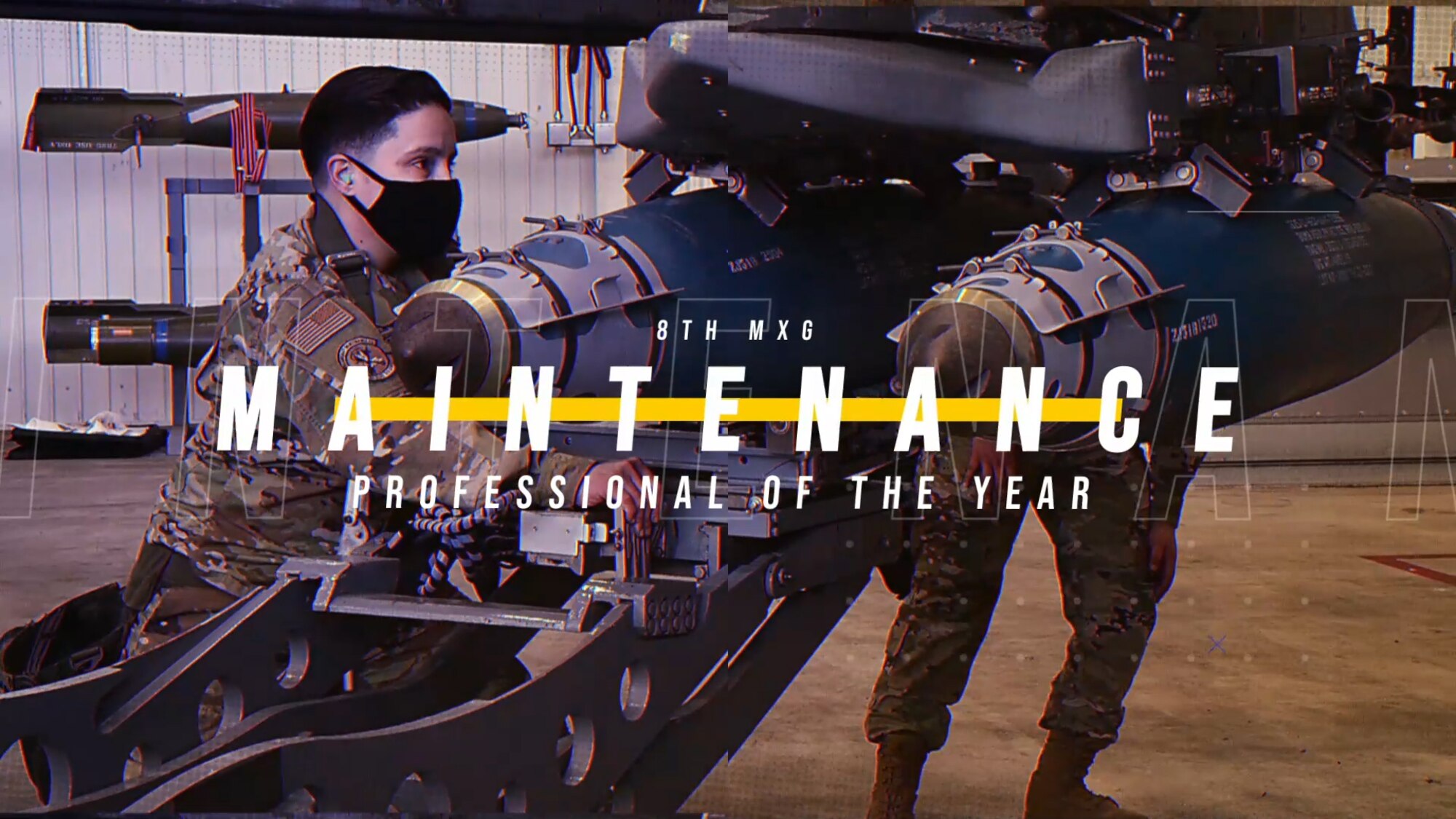 graphic of woman working on a jet. Text that says "8th MXG Maintenance Professional of the Year