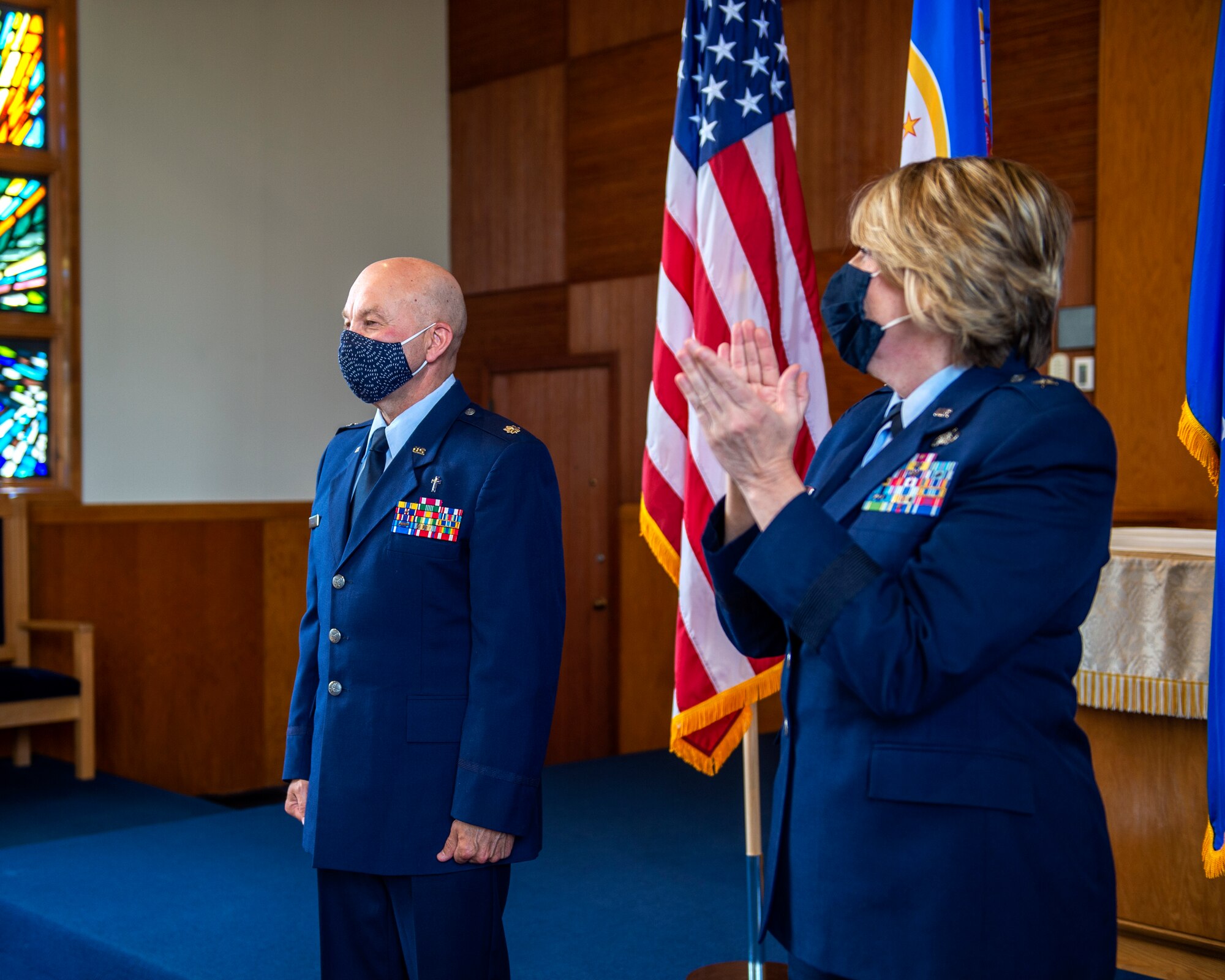 U.S. Air Force Ch. (Lt. Col.) Daniel Pulju is promoted to the rank of Colonel in St. Paul, Minn., Apr. 18, 2021.
