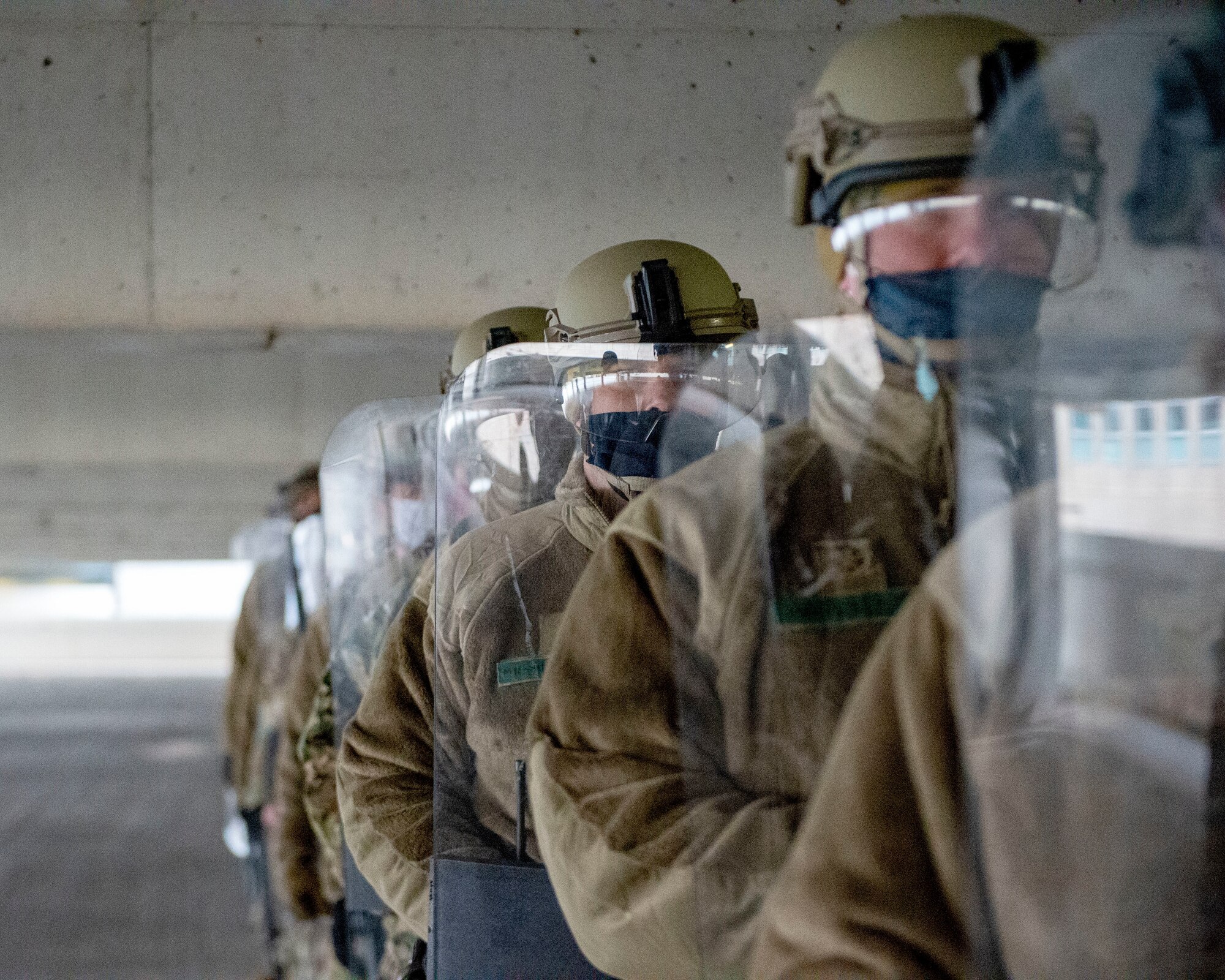 U.S. Air Force Airmen from the 133rd Airlift Wing and U.S. Army National Guard Soldiers participate in civil disturbance control training strengthening partnerships between local law enforcement and the Minnesota National Guard in St. Paul, Minn., April 20, 2021.