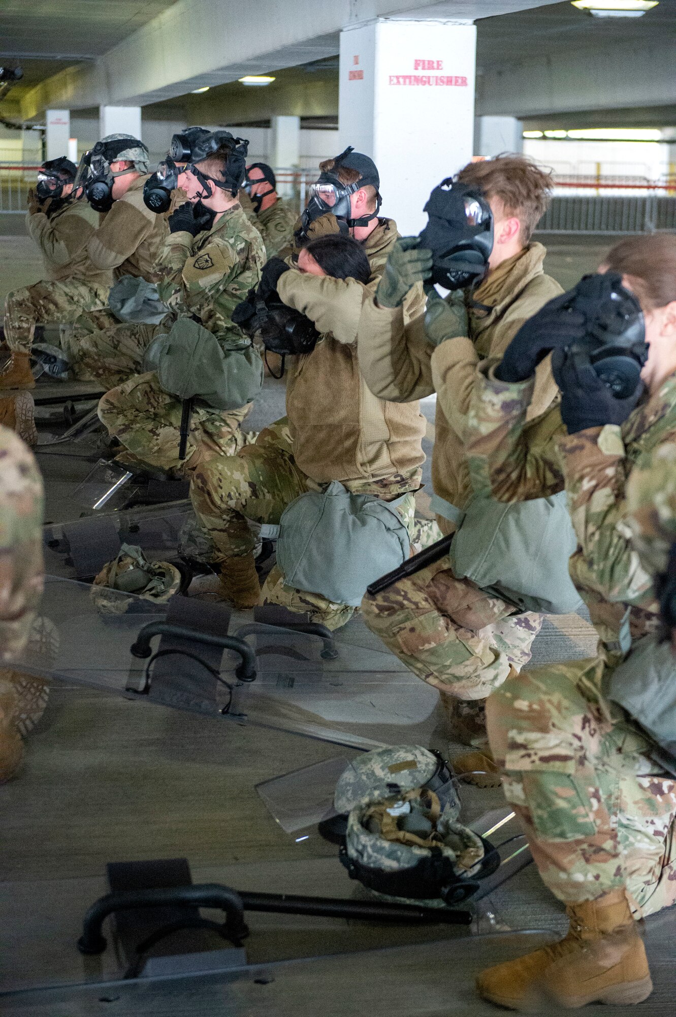 U.S. Air Force Airmen from the 133rd Airlift Wing and U.S. Army National Guard Soldiers participate in civil disturbance control training to strengthen partnerships between local law enforcement and the Minnesota National Guard in St. Paul, Minn., April 20, 2021.