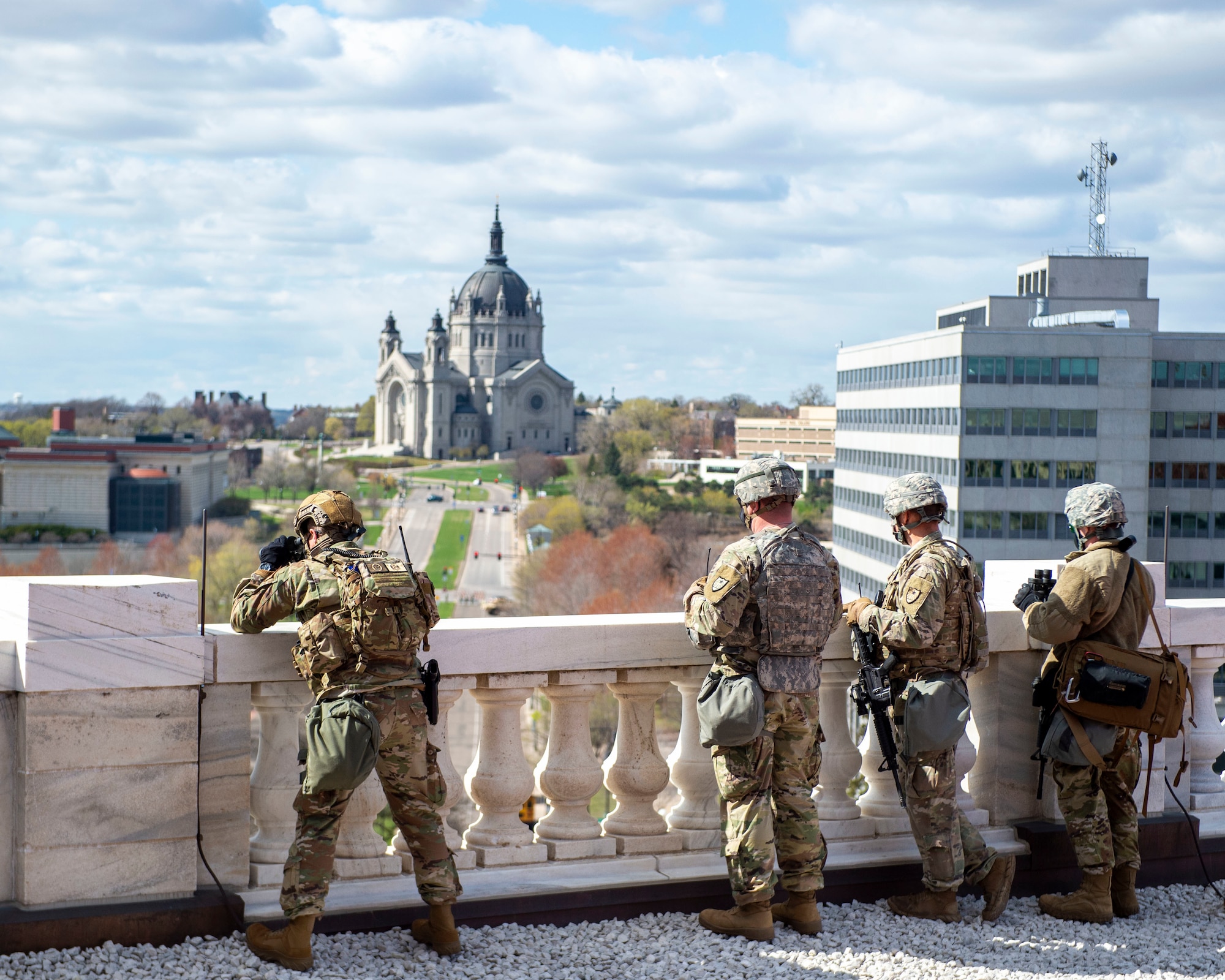 U.S. Air Force Airmen support security missions during Operation Safety Net in St. Paul, Minn., Apr. 20, 2021.