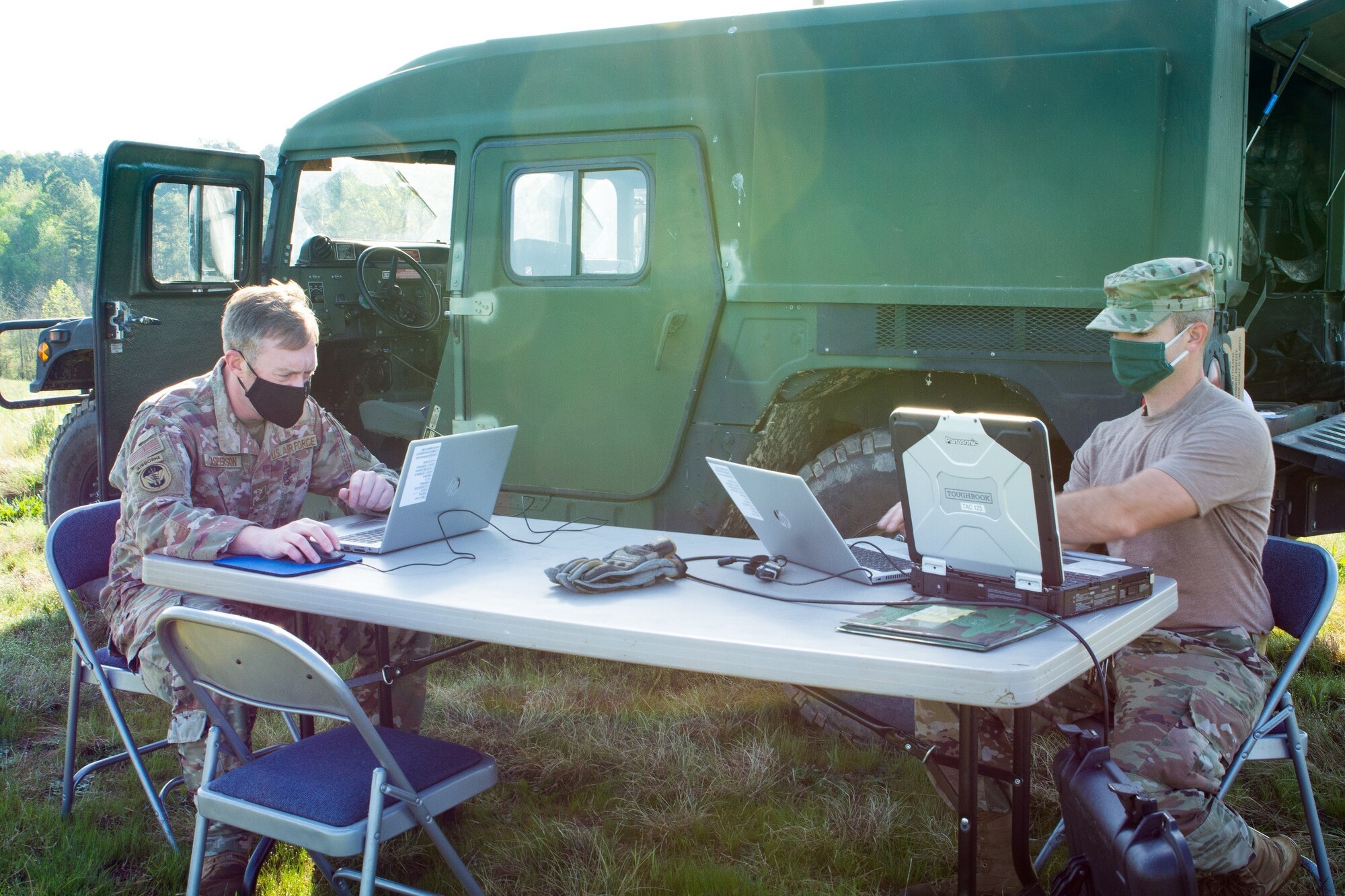 Airmen with the 156th Weather Flight (WF) create products to brief customers with during training held at the regional training site in New London, N.C., April 11, 2021. The training the 156th WF conducts is conducted a few times a year to keep members current on their annual position qualification.