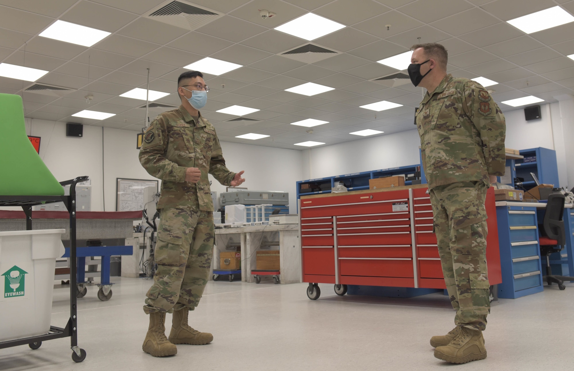 Airman talking to leadership