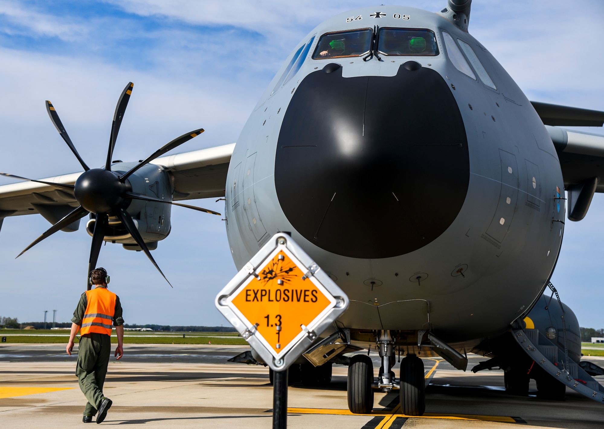 A German air force A-400M Atlas prepares for takeoff after completing a foreign military sales mission at Dover Air Force Base, Delaware, April 19, 2021. As NATO allies, the United States and Germany work side by side to maintain and build peace and stability throughout Europe and the world. Dover AFB’s FMS mission supports approximately $3.5 billion worth of equipment annually. (U.S. Air Force photo by Airman 1st Class Stephani Barge)