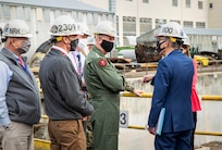 BREMERTON, Wash. – Vice Chief of Naval Operations Adm. Bill Lescher, visited Puget Sound Naval Shipyard & Intermediate Maintenance Facility, April 27, 2021, to tour PSNS & IMF facilities and discuss how the Public Shipyard Improvement Planand the Shipyard Infrastructure Optimization Program will enable PSNS & IMF to fully support the Navy the nation needs.(U.S. Navy photo by Wendy Hallmark)