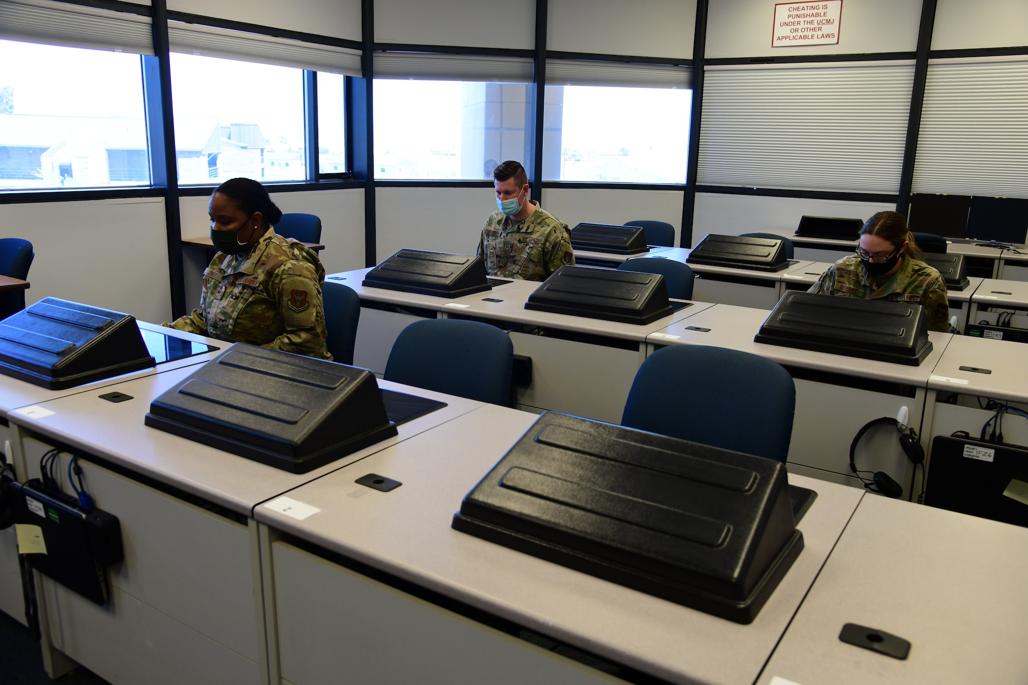 The 926th Force Support Squadron, Education and Training office, administers Career Development Course and Professional Military Education testing for wing members during Unit Training Assembly weekends, April 10, Nellis Air Force Base, Nevada.