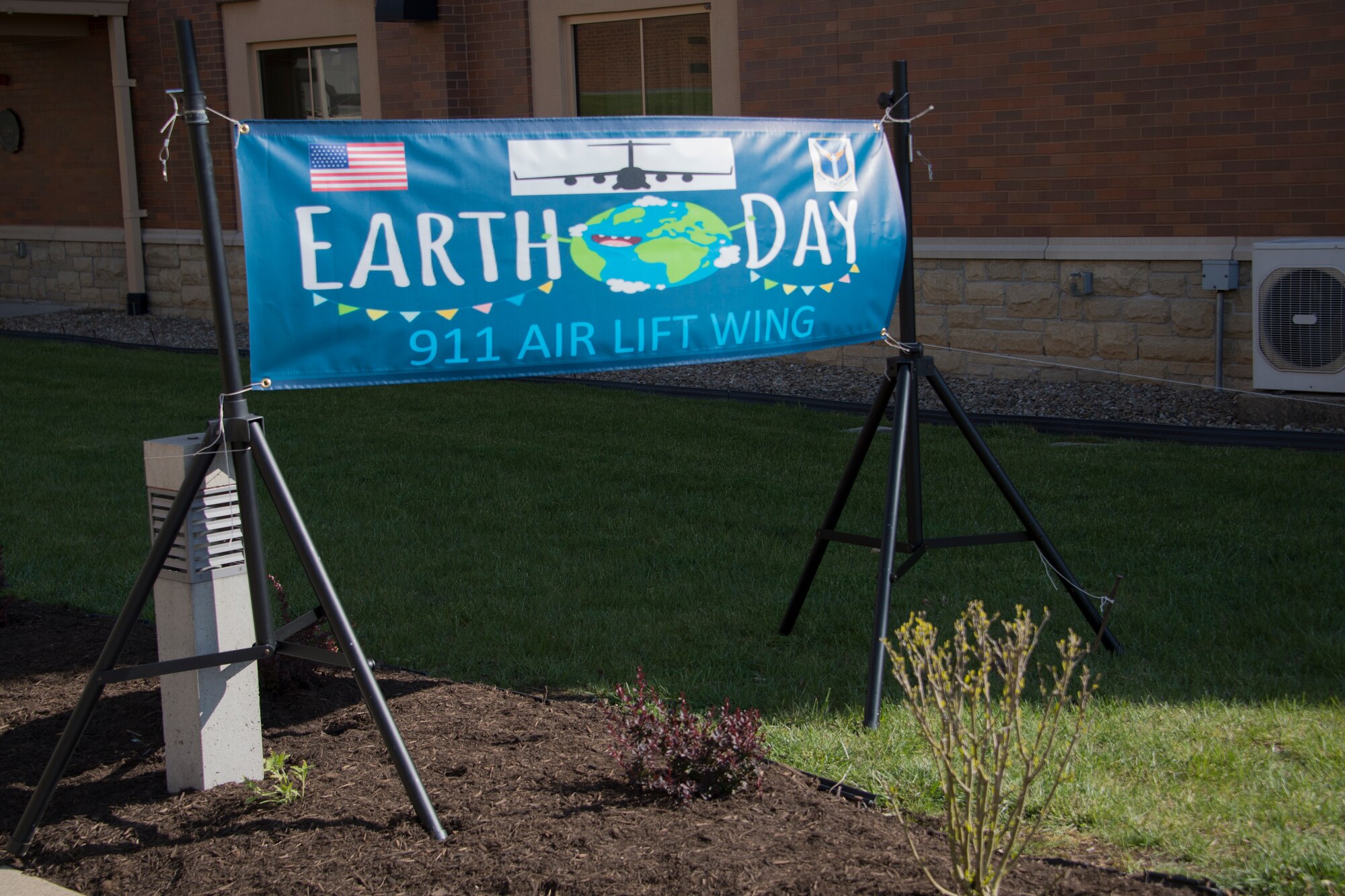 Members assigned to the 911th Airlift Wing celebrate Earth Day by attending a tree planting ceremony at the Pittsburgh International Airport Air Reserve Station, Pennsylvania, April 27, 2021.
