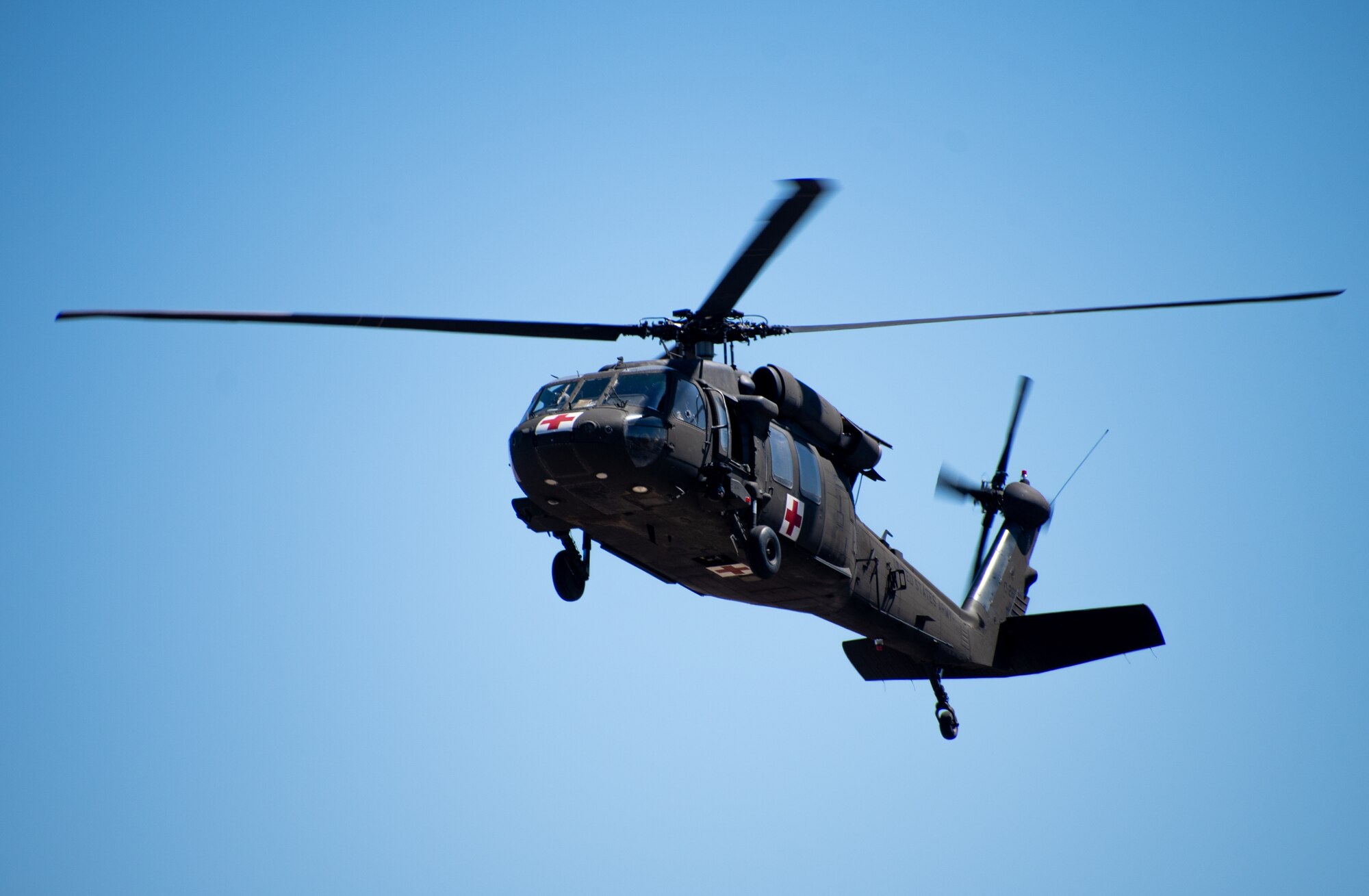 Airmen from the 152nd Medical Group joined forces with the Nevada Army National Guard in Stead, Nev. on April 10, 2021. The Airmen practiced hot and cold loading litter training exercises with UH-60 Black Hawk aircraft.