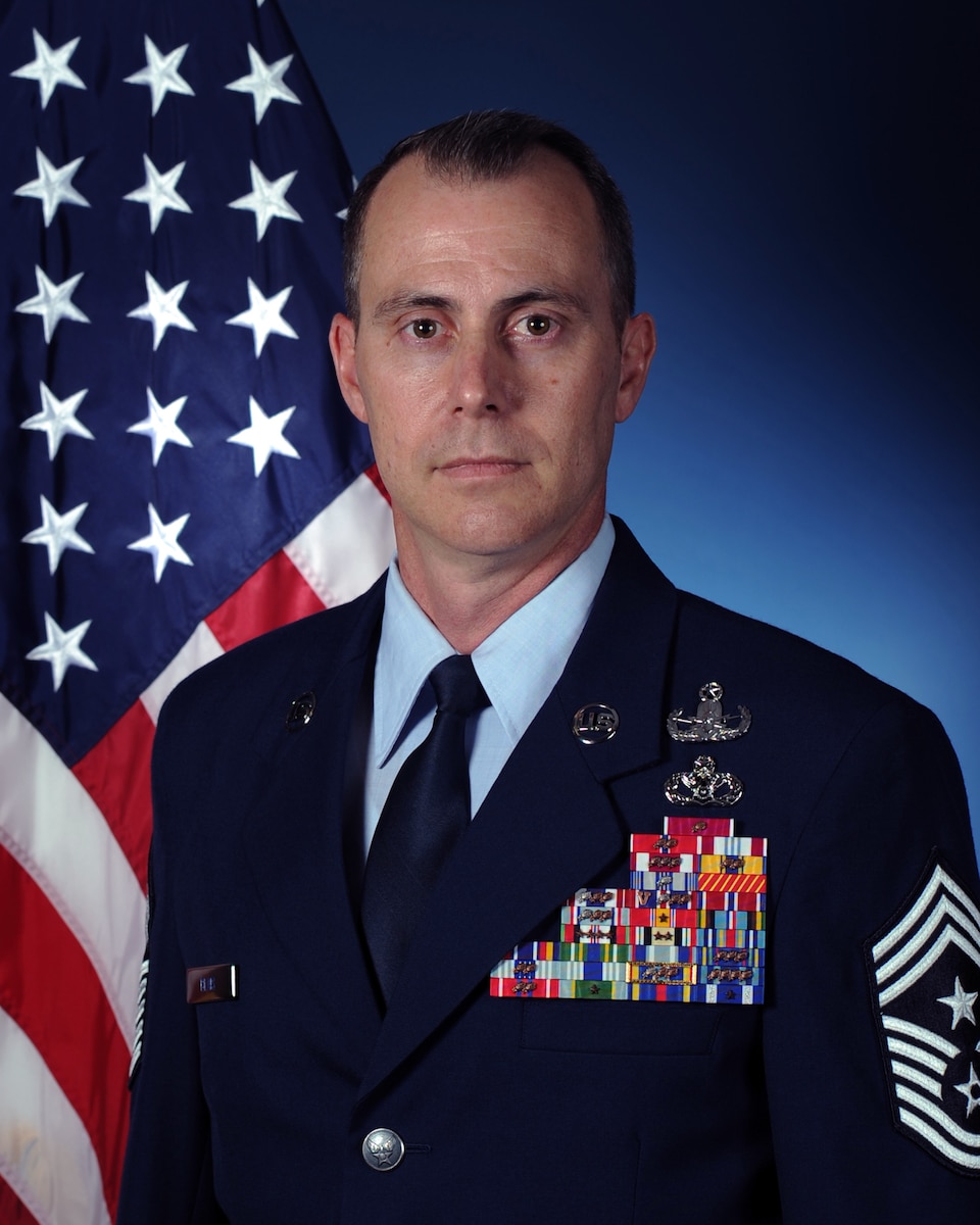 Chief Master Sgt. Brion P. Blais, U.S. Air Forces in Europe and Air Forces Africa command chief, official photo.