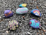 Painted rocks at Brooke Army Medical Center.