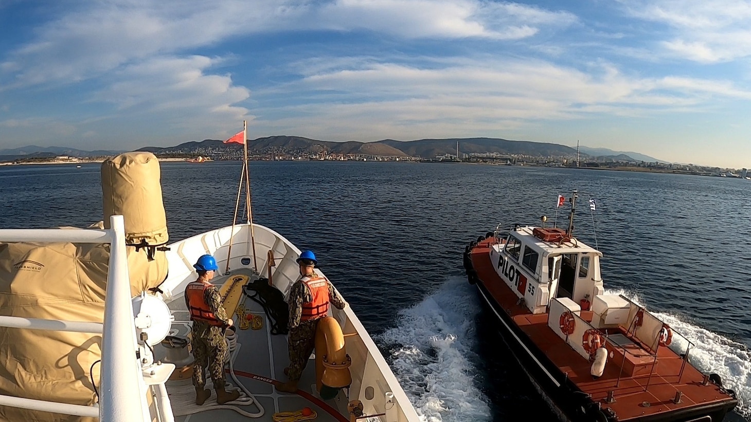 USCGC Charles Moulthrope (WPC 1141) arrives in Athens, Greece on April 26, 2021.