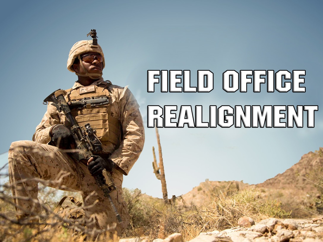Field Office Realignment text with a military member