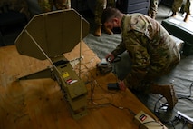 Airmen set up a mobile command post