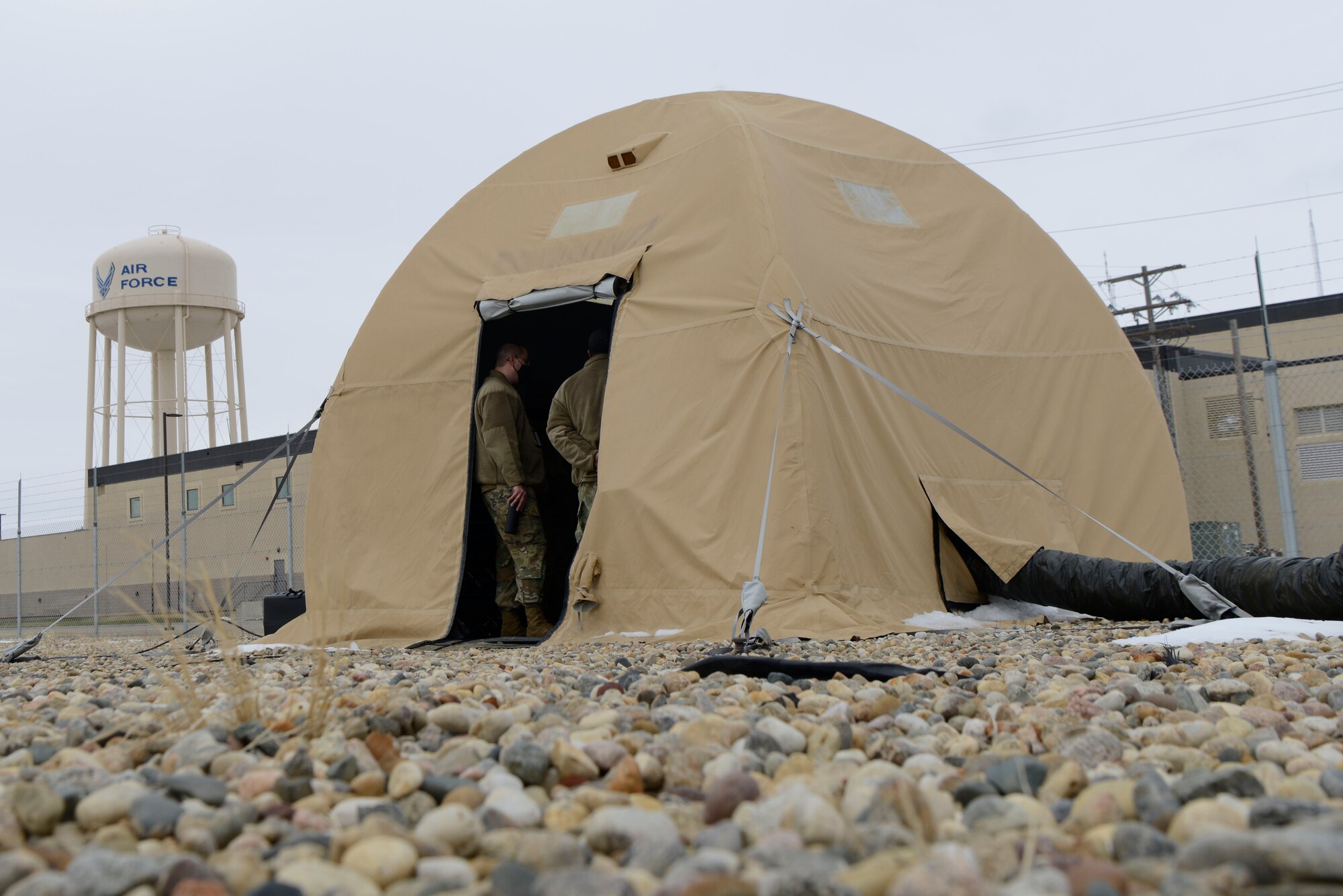 Airmen set up a mobile command post