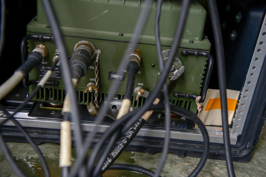 Airmen set up a mobile command post