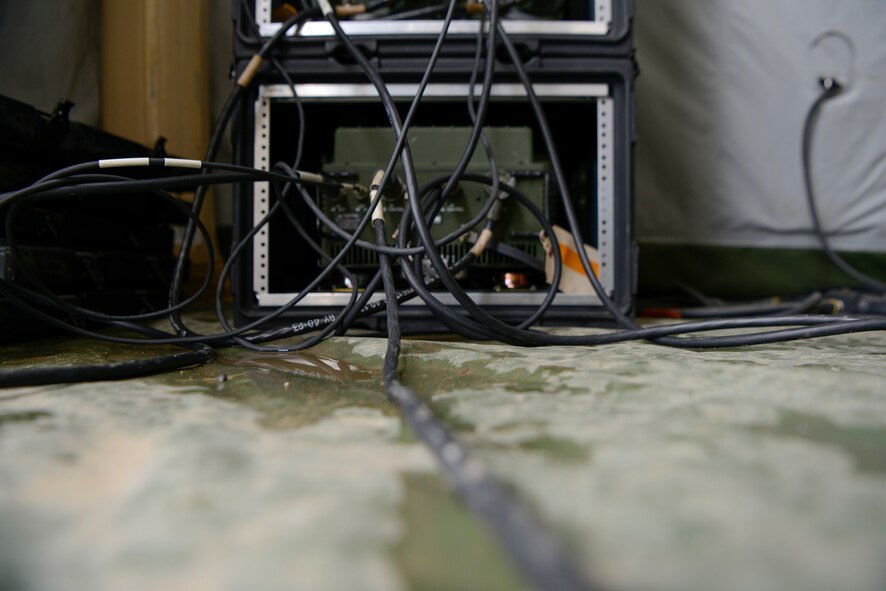 Airmen set up a mobile command post