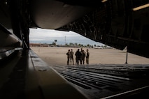 U.S. Air Force Capt. John Hundley Jr., a mission pilot for the 15th Airlift Squadron, conducts a static display of the C-17 Globemaster III to cadets from detachment 290, at Lexington, Kentucky, April 23, 2021.