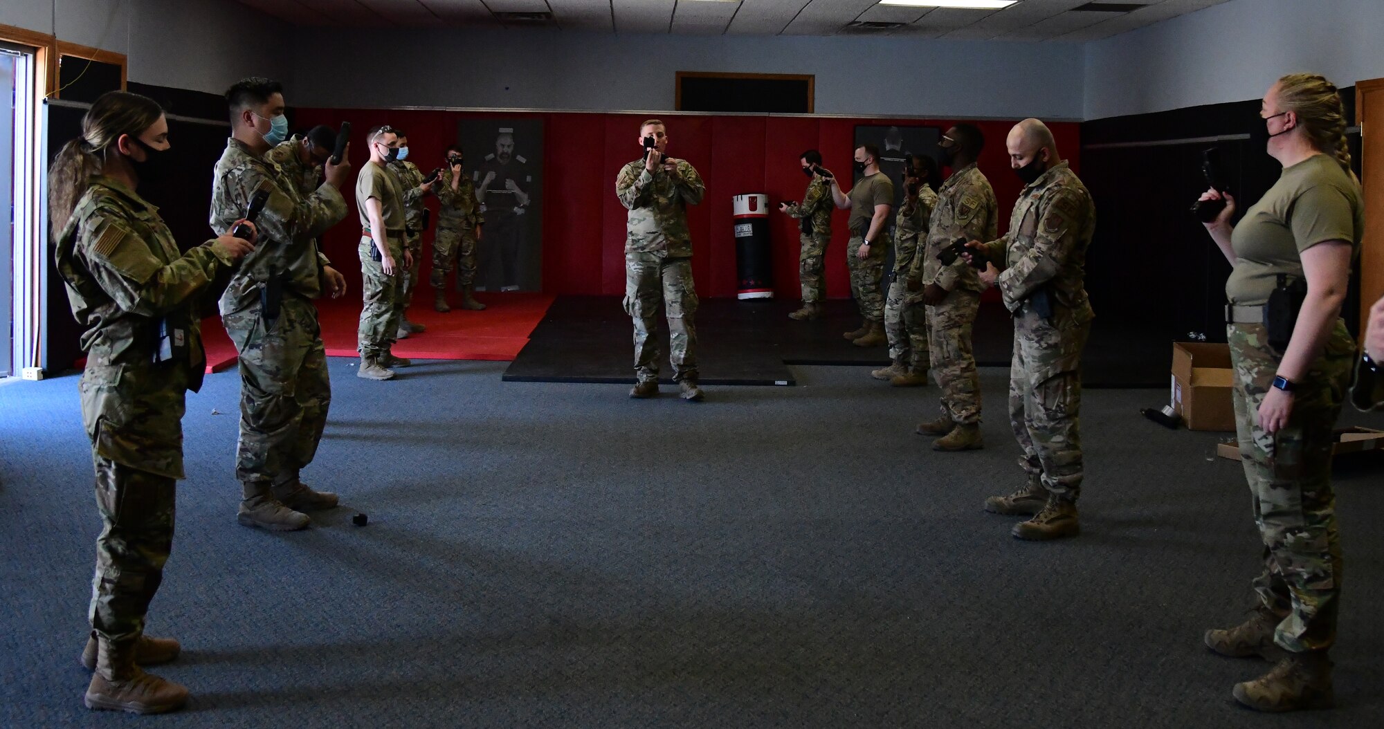 926th Security Forces Squadron practices Taser drills during their Leader Led Training Course, April 10, 2021, at Nellis Air Force Base, Nevada.