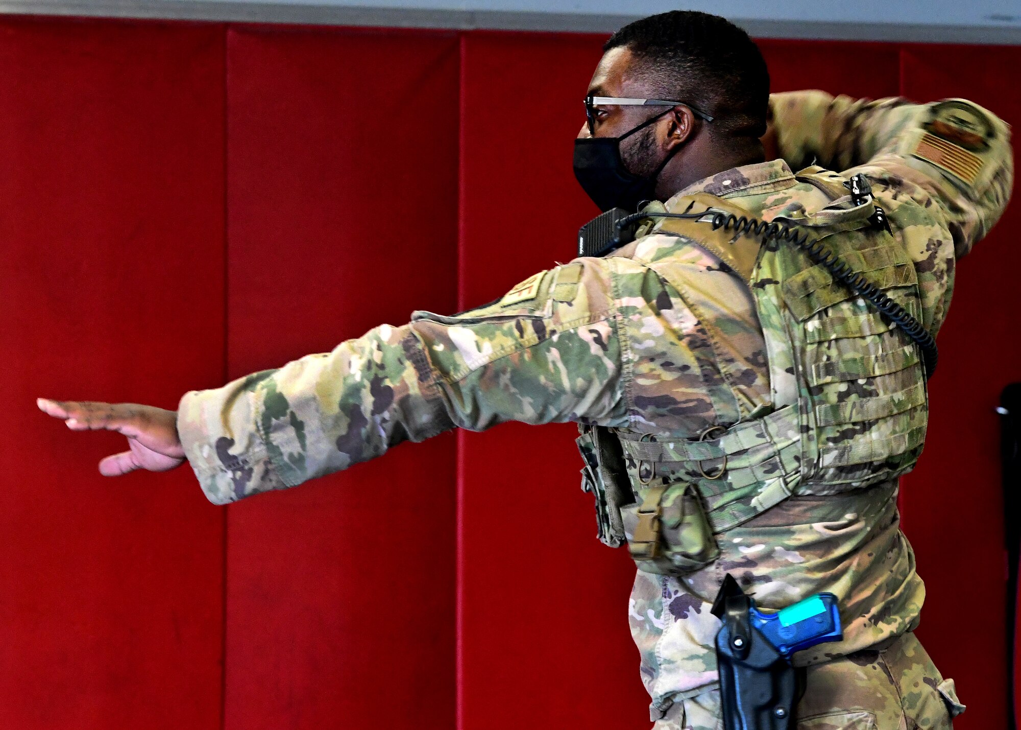 926th Security Forces Squadron practices baton drills during their Leader Led Training Course, April 9, 2021, at Nellis Air Force Base, Nevada.
