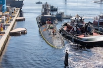 USS Pasadena (SSN 752) arrived at Norfolk Naval Shipyard (NNSY) Sept. 28 for a Drydocking Selected Restricted Availability (DSRA).