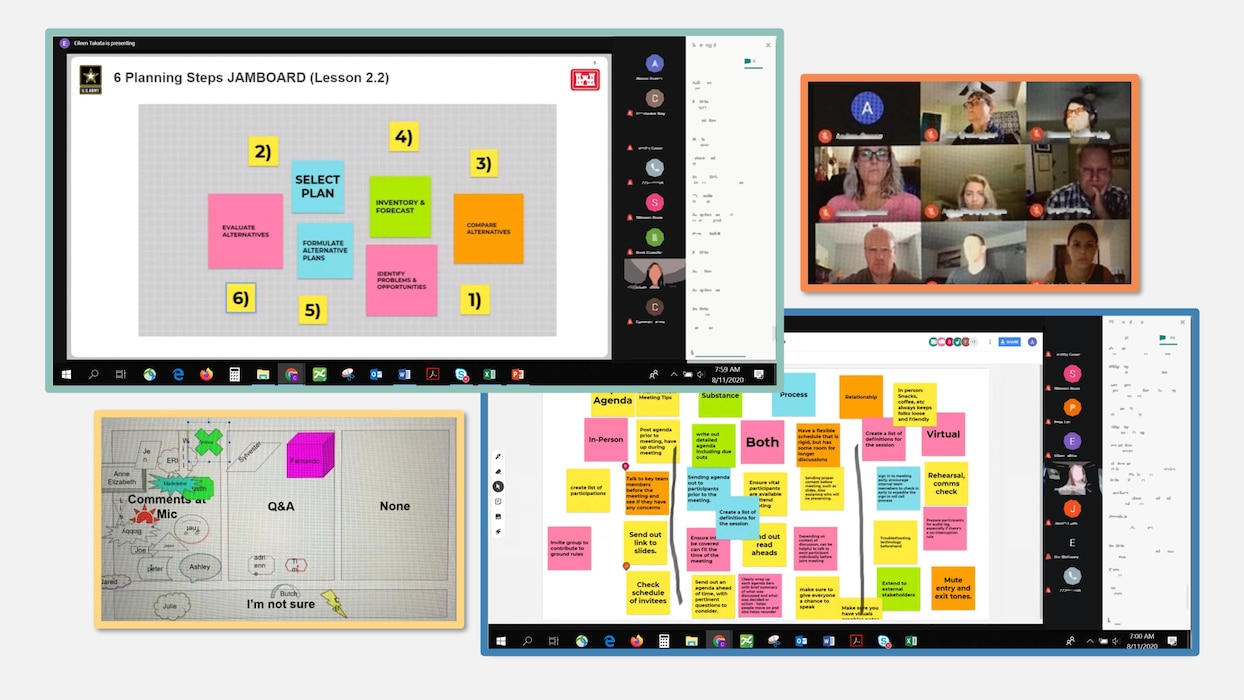 Screenshots from the Collaboration and Public Participation Center of Expertise (CPCX)'s COVID-19 Virtual Collaboration Support webinar series